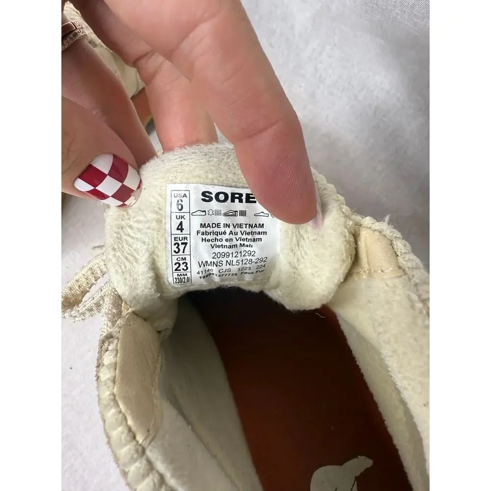 Sorel Kinetic Impact Caribou Plus Waterproof Sneaker Boot Cream Honey White 6